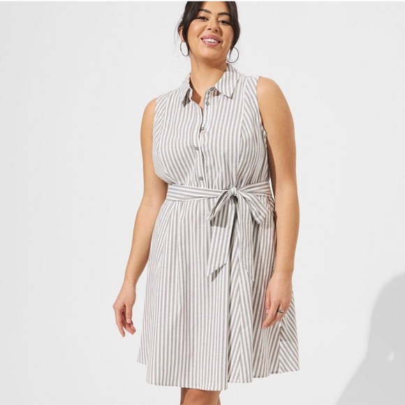 3X TORRID MIDI STRIPED SHIRT DRESS XXXL NWT! - Picture 1 of 14
